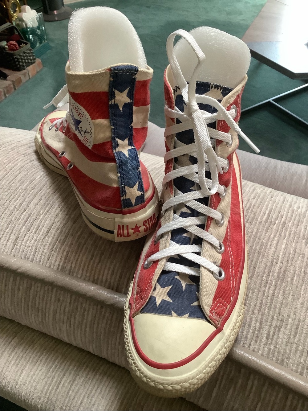 Converse High Top Sneakers in Red, White and Blue American Flag Print